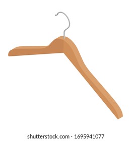 Wooden coat hanger, clothes hanger on a white background isometric view
