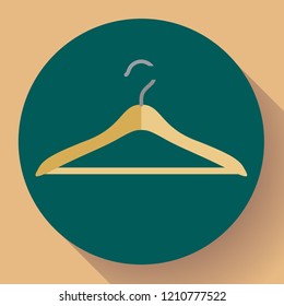 Wooden coat hanger, clothes hanger vector icon