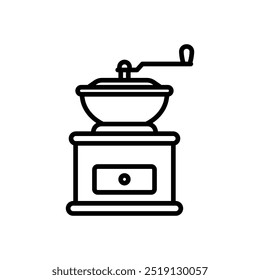 wooden coffee grinder icon vector in line style