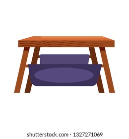 Wooden coffee table with hammock flat icon. Bench, stool, living room. Chairs concept. Vector illustration can be used for topics like furniture, store catalogue, houseware