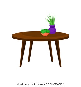 Wooden coffee table, interior design element vector Illustration on a white background