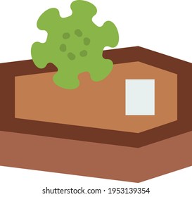 Wooden Coffin Box with Coronavirus Concept Vector Color Icon Design, Personal protective equipment Symbol, Workplace health surveillance Sign, occupational safety and healthcare stock Illustration