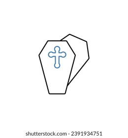 Wooden Coffin concept line icon. Simple element illustration. Wooden Coffin concept outline symbol design.