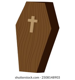 Wooden Coffin with Cross Halloween Illustration Vector 