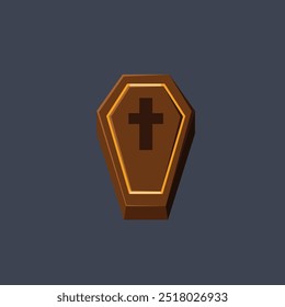 wooden coffin in flat vector design.