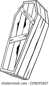 Ataúd de madera. Ilustración vectorial dibujada a mano en estilo doodle. Diseño para Halloween.