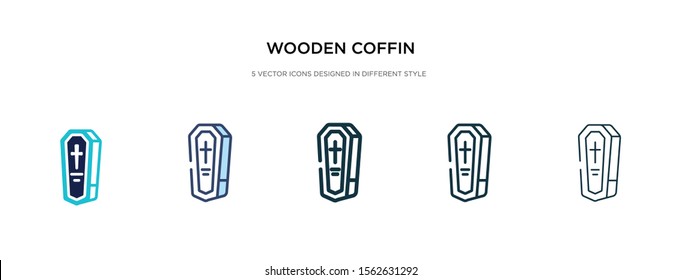 wooden coffin icon in different style vector illustration. two colored and black wooden coffin vector icons designed in filled, outline, line and stroke style can be used for web, mobile, ui