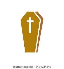 Wooden Coffin icon flat design vector