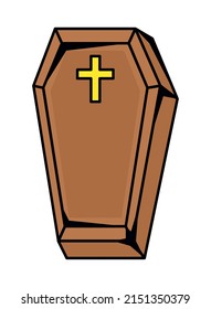 wooden coffin icon on white background
