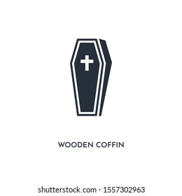 wooden coffin icon. simple element illustration. isolated trendy filled wooden coffin icon on white background. can be used for web, mobile, ui.