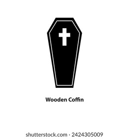 Wooden Coffin icon. simple flat vector Wooden Coffin icon on white background..eps