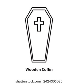 Wooden Coffin icon. simple liner flat vector Wooden Coffin on white background..eps