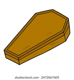 wooden coffin illustration hand drawn isolated vector