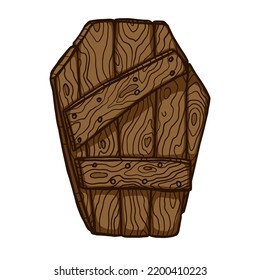 wooden coffin lid vector illustration isolated on white background