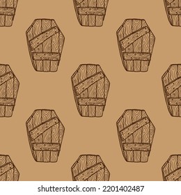 Wooden Coffin Lid Vector Seamless Pattern