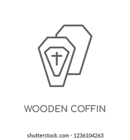 Wooden Coffin linear icon. Modern outline Wooden Coffin logo concept on white background from Desert collection. Suitable for use on web apps, mobile apps and print media.