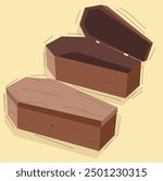 wooden coffin vector .Coffin Flat Illustration and icon, 