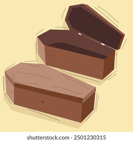 wooden coffin vector .Coffin Flat Illustration and icon, 