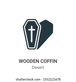 Wooden coffin vector icon on white background. Flat vector wooden coffin icon symbol sign from modern desert collection for mobile concept and web apps design.