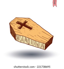  Wooden coffin. vector illustration.