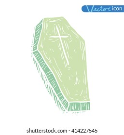  Wooden coffin. vector illustration.silhouette black