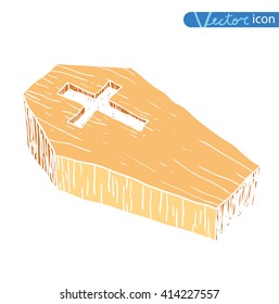  Wooden coffin. vector illustration.silhouette black