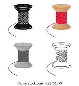 The wooden coil of thread for sewing. Sewing and equipment single icon in cartoon style vector symbol stock illustration web.