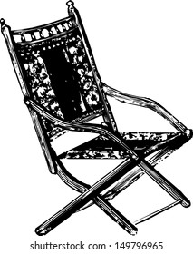 Wooden collapsible chaise lounge for rest.Vector illustration