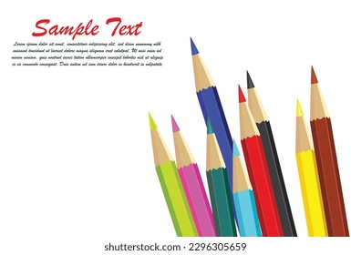 wooden color pencils arranged in bulk on a white isolated background, Drawing colors, multicolors