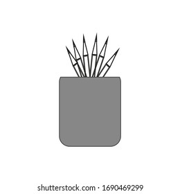 wooden color pencils on white background