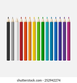 Wooden color pencils set, Rainbow color.