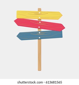Wooden color signboards arrow sign empty signboard banner vector