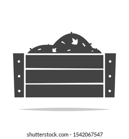 Wooden compost bin icon vector isolated