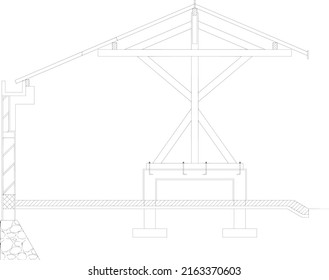 wooden construction sketches for open buildings such as parking lots, waiting rooms and others
