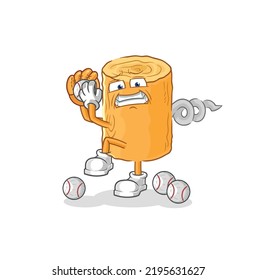 the wooden corkscrew baseball pitcher cartoon. cartoon mascot vector