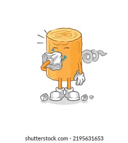 the wooden corkscrew blowing nose character. cartoon mascot vector