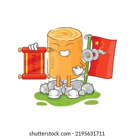 the wooden corkscrew chinese cartoon. cartoon mascot vector