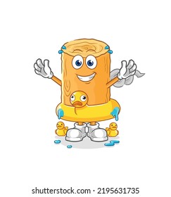 the wooden corkscrew with duck buoy cartoon. cartoon mascot vector