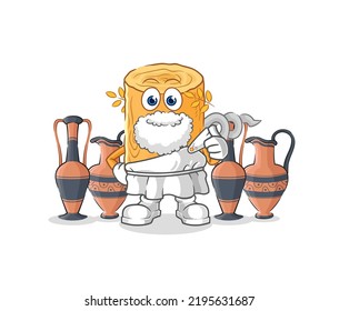 the wooden corkscrew with greek clothing. cartoon mascot vector