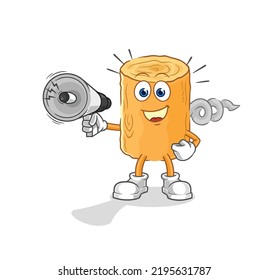 the wooden corkscrew holding hand loudspeakers vector. cartoon character