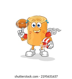 the wooden corkscrew playing rugby character. cartoon mascot vector