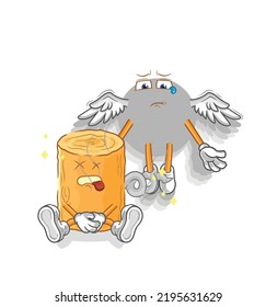 the wooden corkscrew spirit leaves the body mascot. cartoon vector