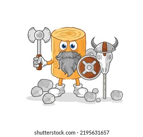 the wooden corkscrew viking with an ax illustration. character vector