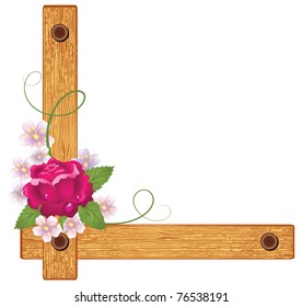 Wooden corner with rose
