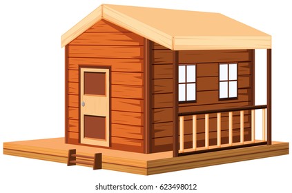 Wooden cottage in 3D design illustration