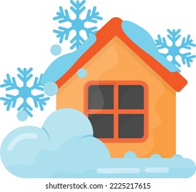 Wooden Cottage backside view Concept, Forest House vector color icon design, Winter Season Element symbol, Snowboarding Equipment Sign, extreme sports stock illustration