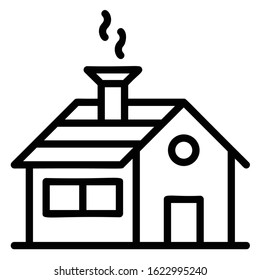 Wooden Cottage Concept, Camping and Outdoor Living House Vector Icon Design