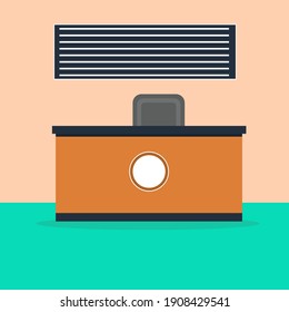 Wooden counter, illustration, vector on a white background.