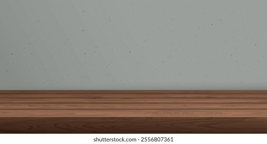 wooden counter mocha mousse tone have blank space for place the products presentation or advertisement with cement wall background graphic illustration.