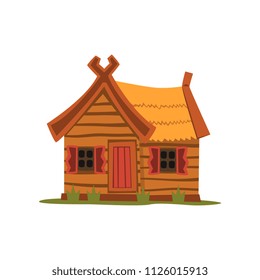 Wooden country house, traditional eco house vector Illustration on a white background